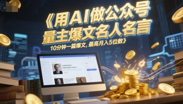 用AI做公众号流量主爆文名人名言，10分钟一篇爆文，最高月入5位数网络赚钱,项目资源网,副业资源网,兼职项目,网赚课程-副业赚钱-互联网创业-独家轻创IP大圣网创