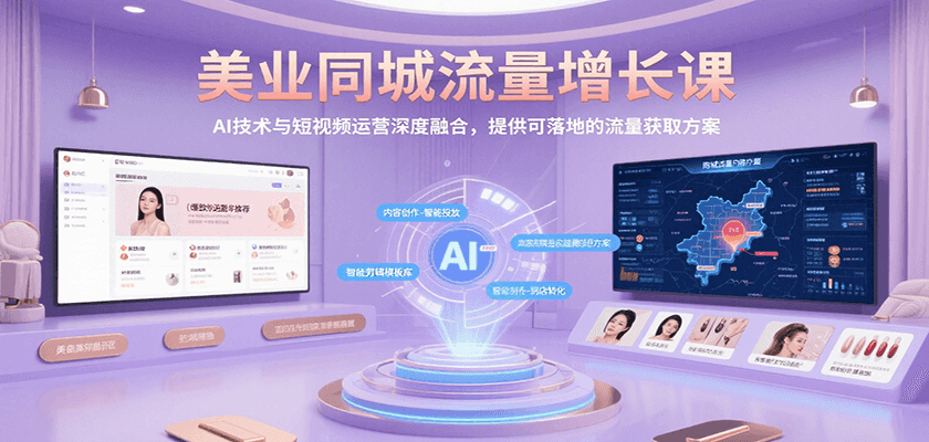 美业同城流量增长课，AI技术与短视频运营深度融合，提供可落地的流量获取方案网络赚钱,项目资源网,副业资源网,兼职项目,网赚课程-副业赚钱-互联网创业-独家轻创IP大圣网创