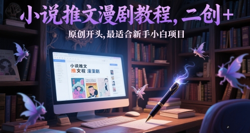 小说推文漫剧教程，二创+原创开头，最适合新手小白项目网络赚钱,项目资源网,副业资源网,兼职项目,网赚课程-副业赚钱-互联网创业-独家轻创IP大圣网创