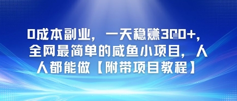 0成本副业，一天稳入3张，全网最简单的咸鱼小项目，人人都能做【附带项目教程】网络赚钱,项目资源网,副业资源网,兼职项目,网赚课程-副业赚钱-互联网创业-独家轻创IP大圣网创