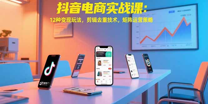 抖音电商实战课：12种变现玩法，剪辑去重技术，矩阵运营策略网络赚钱,项目资源网,副业资源网,兼职项目,网赚课程-副业赚钱-互联网创业-独家轻创IP大圣网创