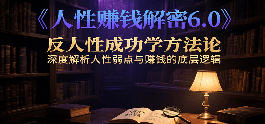 人性赚钱解密6.0，反人性成功学方法论，深度解析人性弱点与赚钱的底层逻辑网络赚钱,项目资源网,副业资源网,兼职项目,网赚课程-副业赚钱-互联网创业-独家轻创IP大圣网创
