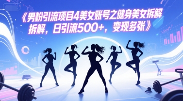 男粉引流项目4美女账号之健身美女拆解，日引流500+，变现多张网络赚钱,项目资源网,副业资源网,兼职项目,网赚课程-副业赚钱-互联网创业-独家轻创IP大圣网创