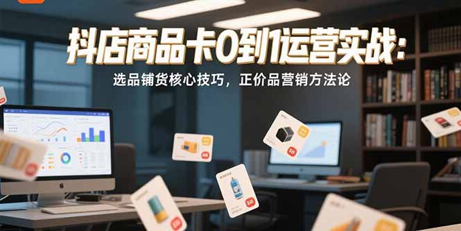 抖店商品卡0到1运营实战：选品铺货核心技巧，正价品营销方法论网络赚钱,项目资源网,副业资源网,兼职项目,网赚课程-副业赚钱-互联网创业-独家轻创IP大圣网创