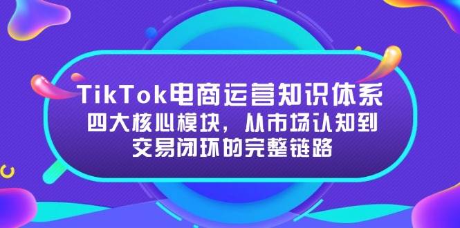 （15065期）TikTok电商运营知识体系：四大核心模块，从市场认知到交易闭环的完整链路网络赚钱,项目资源网,副业资源网,兼职项目,网赚课程-副业赚钱-互联网创业-独家轻创IP大圣网创