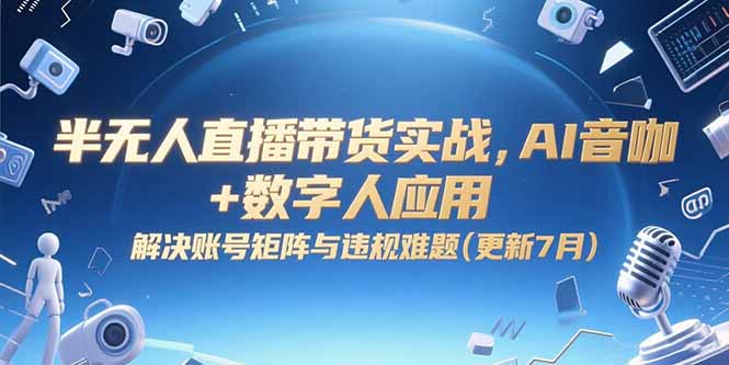 半无人直播带货实战,AI音咖+数字人应用 解决账号矩阵与违规难题(更新7月网络赚钱,项目资源网,副业资源网,兼职项目,网赚课程-副业赚钱-互联网创业-独家轻创IP大圣网创