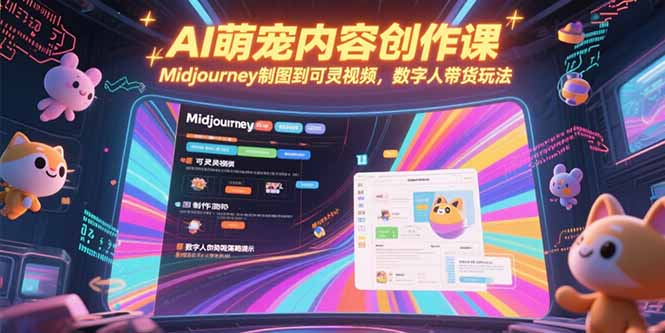 AI萌宠内容创作课，Midjourney制图到可灵视频，数字人带货玩法网络赚钱,项目资源网,副业资源网,兼职项目,网赚课程-副业赚钱-互联网创业-独家轻创IP大圣网创