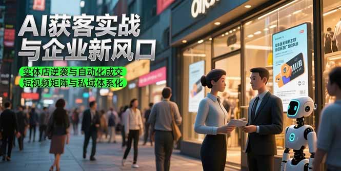 AI获客实战与企业新风口，实体店逆袭与自动化成交 短视频矩阵与私域体系化网络赚钱,项目资源网,副业资源网,兼职项目,网赚课程-副业赚钱-互联网创业-独家轻创IP大圣网创