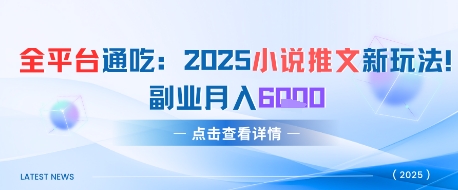 全平台通吃：2025小说推文新玩法，副业月入6k网络赚钱,项目资源网,副业资源网,兼职项目,网赚课程-副业赚钱-互联网创业-独家轻创IP大圣网创