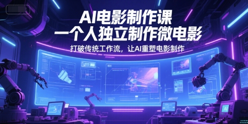 AI电影制作课，一个人独立制作微电影，打破传统工作流，让AI重塑电影制作网络赚钱,项目资源网,副业资源网,兼职项目,网赚课程-副业赚钱-互联网创业-独家轻创IP大圣网创