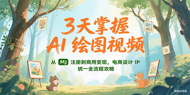 3天掌握AI绘图视频，从MJ 注册到商用变现，电商设计IP统一全流程攻略网络赚钱,项目资源网,副业资源网,兼职项目,网赚课程-副业赚钱-互联网创业-独家轻创IP大圣网创