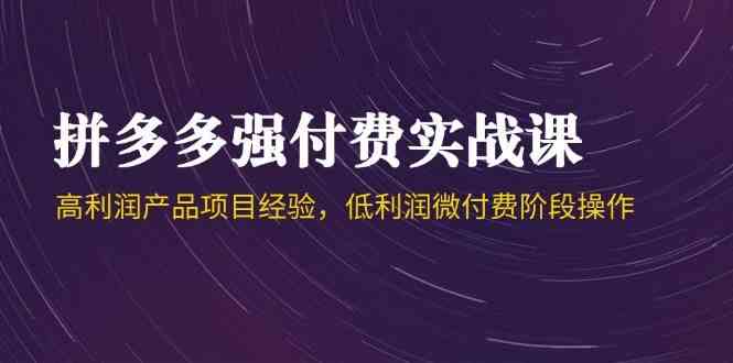 拼多多强付费实战课-44期，高利润产品项目经验，低利润微付费阶段操作网络赚钱,项目资源网,副业资源网,兼职项目,网赚课程-副业赚钱-互联网创业-独家轻创IP大圣网创