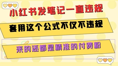 小红书发笔记一直违规，套用这个公式不仅不违规，来的还都是精准的付费粉网络赚钱,项目资源网,副业资源网,兼职项目,网赚课程-副业赚钱-互联网创业-独家轻创IP大圣网创