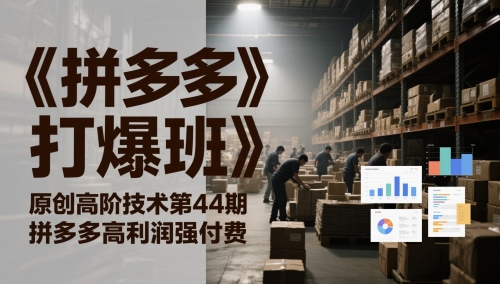 《拼多多打爆班》原创高阶技术第44期，拼多多高利润强付费网络赚钱,项目资源网,副业资源网,兼职项目,网赚课程-副业赚钱-互联网创业-独家轻创IP大圣网创