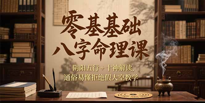 零基础八字命理课，阴阳五行+十神解读，通俗易懂拒绝假大空教学网络赚钱,项目资源网,副业资源网,兼职项目,网赚课程-副业赚钱-互联网创业-独家轻创IP大圣网创