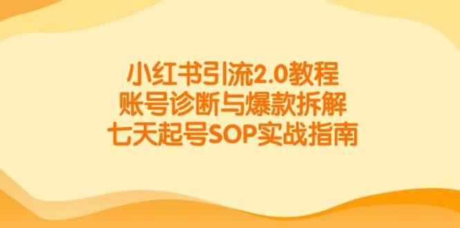 （14981期）小红书引流2.0教程，账号诊断与爆款拆解，七天起号SOP实战指南网络赚钱,项目资源网,副业资源网,兼职项目,网赚课程-副业赚钱-互联网创业-独家轻创IP大圣网创