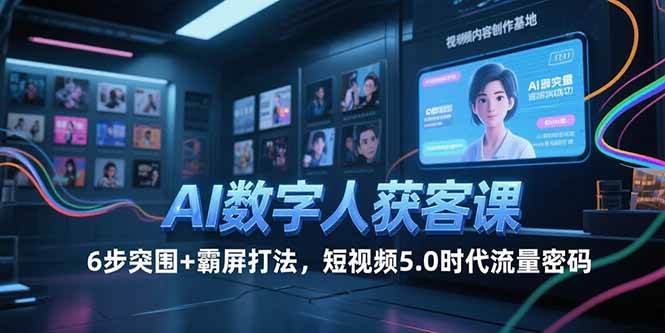（15247期）AI数字人获客课，6步突围+霸屏打法，短视频5.0时代流量密码网络赚钱,项目资源网,副业资源网,兼职项目,网赚课程-副业赚钱-互联网创业-独家轻创IP大圣网创