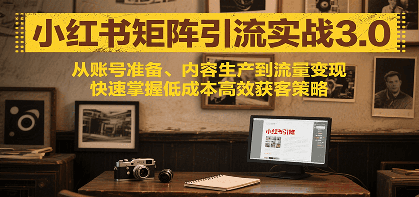 小红书矩阵引流3.0，从账号准备、内容生产到流量变现，快速掌握低成本高效获客策略网络赚钱,项目资源网,副业资源网,兼职项目,网赚课程-副业赚钱-互联网创业-独家轻创IP大圣网创