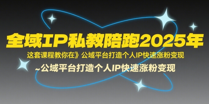 全域IP私教陪跑2025年，这套课程教你在​公域平台打造个人IP快速涨粉变现网络赚钱,项目资源网,副业资源网,兼职项目,网赚课程-副业赚钱-互联网创业-独家轻创IP大圣网创