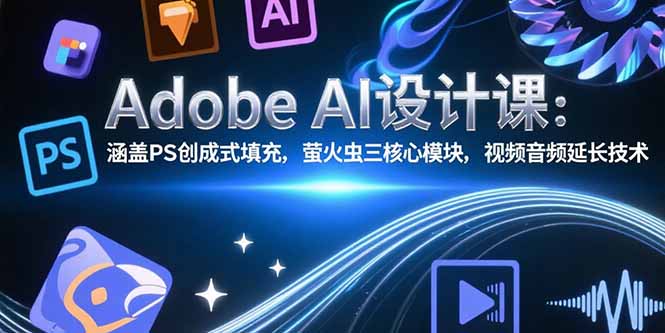 Adobe AI设计课：涵盖PS创成式填充，萤火虫三核心模块，视频音频延长技术网络赚钱,项目资源网,副业资源网,兼职项目,网赚课程-副业赚钱-互联网创业-独家轻创IP大圣网创