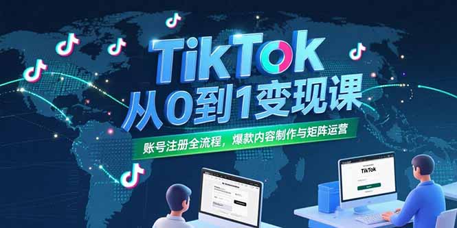 TikTok从0到1变现课，账号注册全流程，爆款内容制作与矩阵运营网络赚钱,项目资源网,副业资源网,兼职项目,网赚课程-副业赚钱-互联网创业-独家轻创IP大圣网创