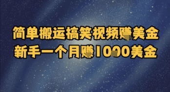 简单搬运搞笑视频挣美金，新手一个月入1k美金网络赚钱,项目资源网,副业资源网,兼职项目,网赚课程-副业赚钱-互联网创业-独家轻创IP大圣网创
