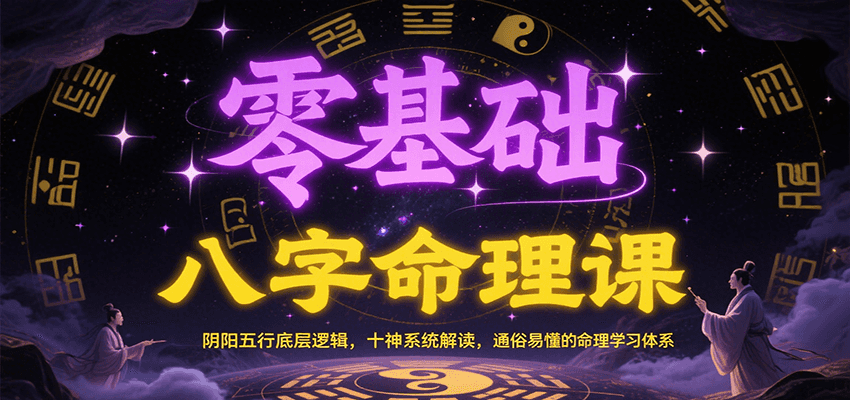 零基础八字命理课：阴阳五行底层逻辑，十神系统解读，通俗易懂的命理学习体系网络赚钱,项目资源网,副业资源网,兼职项目,网赚课程-副业赚钱-互联网创业-独家轻创IP大圣网创