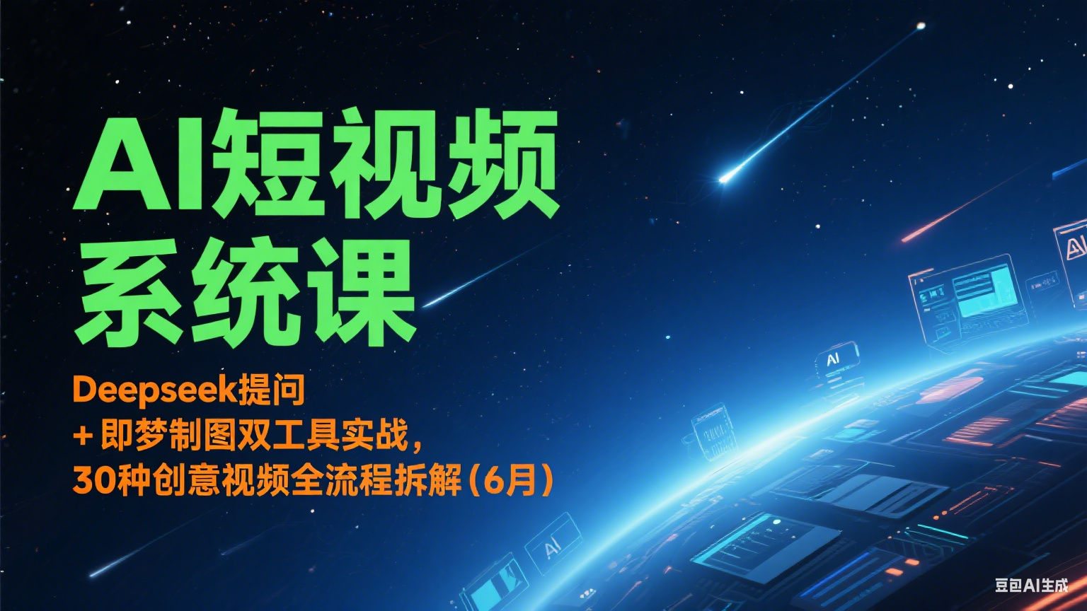AI短视频系统课：Deepseek提问 + 即梦制图双工具实战，30种创意视频全流程拆解(6月)网络赚钱,项目资源网,副业资源网,兼职项目,网赚课程-副业赚钱-互联网创业-独家轻创IP大圣网创