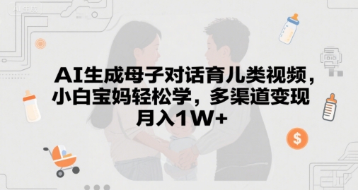 AI生成母子对话育儿类视频，小白宝妈轻松学，多渠道变现，月入1W+网络赚钱,项目资源网,副业资源网,兼职项目,网赚课程-副业赚钱-互联网创业-独家轻创IP大圣网创