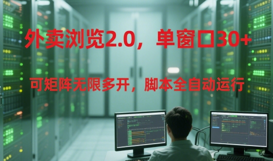 外卖浏览2.0，单窗口30+可矩阵无限多开，脚本全自动运行【揭秘】网络赚钱,项目资源网,副业资源网,兼职项目,网赚课程-副业赚钱-互联网创业-独家轻创IP大圣网创