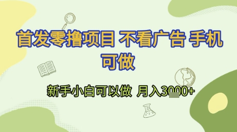 首发零撸项目 不看广告 手机可做 新手小白可以做 月入3k+【揭秘】网络赚钱,项目资源网,副业资源网,兼职项目,网赚课程-副业赚钱-互联网创业-独家轻创IP大圣网创