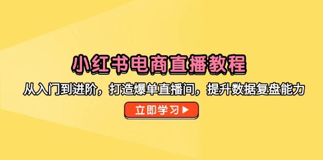 （14873期）小红书电商直播教程，从入门到进阶，打造爆单直播间，提升数据复盘能力网络赚钱,项目资源网,副业资源网,兼职项目,网赚课程-副业赚钱-互联网创业-独家轻创IP大圣网创