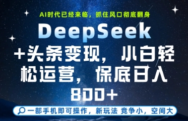 DeepSeek+头条变现，保姆级教学，小白轻松上手，日入8张+【揭秘】网络赚钱,项目资源网,副业资源网,兼职项目,网赚课程-副业赚钱-互联网创业-独家轻创IP大圣网创