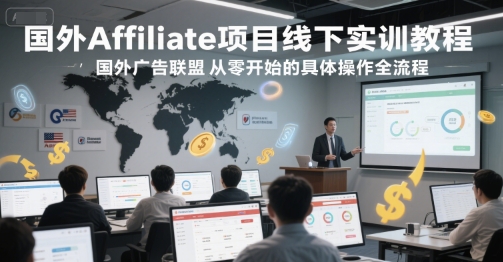 国外Affiliate项目线下实训教程，国外广告联盟从零开始的具体操作全流程网络赚钱,项目资源网,副业资源网,兼职项目,网赚课程-副业赚钱-互联网创业-独家轻创IP大圣网创