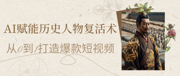 AI赋能历史人物复活术：从0到1打造爆款短视频，7天涨粉10W，小白也能月入过1W网络赚钱,项目资源网,副业资源网,兼职项目,网赚课程-副业赚钱-互联网创业-独家轻创IP大圣网创