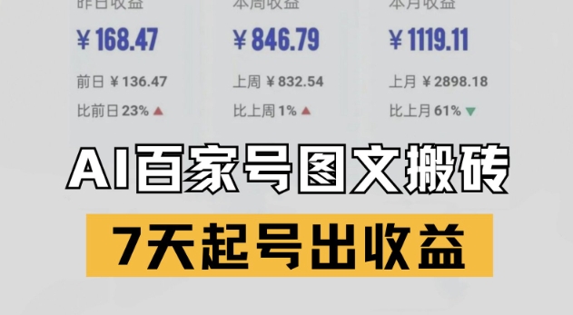 百家号搬砖新玩法，AI一键仿写爆文，7天起号出收益网络赚钱,项目资源网,副业资源网,兼职项目,网赚课程-副业赚钱-互联网创业-独家轻创IP大圣网创
