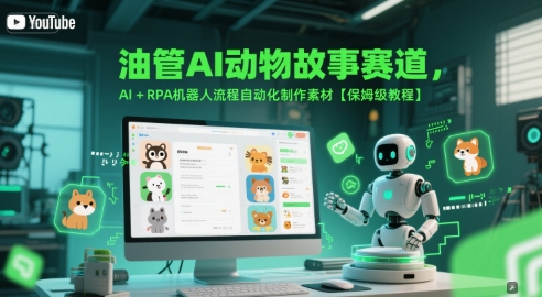 油管AI动物故事赛道，AI+RPA机器人流程自动化制作素材【保姆级教程】网络赚钱,项目资源网,副业资源网,兼职项目,网赚课程-副业赚钱-互联网创业-独家轻创IP大圣网创