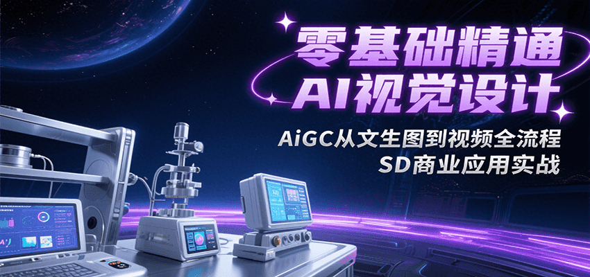 零基础精通AI视觉设计，AiGC从文生图到视频全流程，SD商业应用实战网络赚钱,项目资源网,副业资源网,兼职项目,网赚课程-副业赚钱-互联网创业-独家轻创IP大圣网创