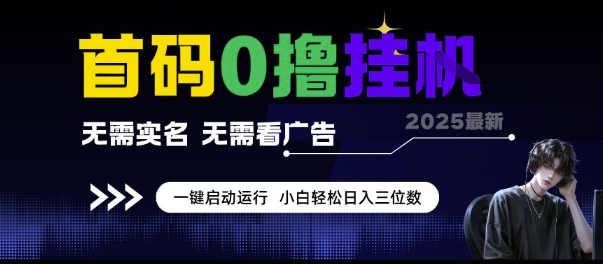 首码0撸挂G项目，无需实名无需看广告 一键启动运行，小白轻松日入三位数【揭秘】网络赚钱,项目资源网,副业资源网,兼职项目,网赚课程-副业赚钱-互联网创业-独家轻创IP大圣网创