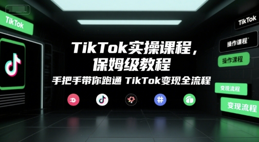 TikTok实操课程，保姆级教程，手把手带你跑通TikTok变现全流程网络赚钱,项目资源网,副业资源网,兼职项目,网赚课程-副业赚钱-互联网创业-独家轻创IP大圣网创