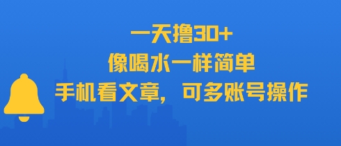 一天撸30+，像喝水一样简单，手机看文章，可多账号操作网络赚钱,项目资源网,副业资源网,兼职项目,网赚课程-副业赚钱-互联网创业-独家轻创IP大圣网创
