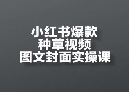 小红书爆款种草视频图文封面实操课，开店、选品、引流、变现全流程网络赚钱,项目资源网,副业资源网,兼职项目,网赚课程-副业赚钱-互联网创业-独家轻创IP大圣网创