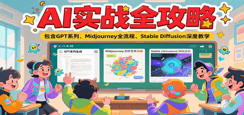 AI实战全攻略，包含GPT系列、Midjourney全流程、Stable Diffusion深度教学网络赚钱,项目资源网,副业资源网,兼职项目,网赚课程-副业赚钱-互联网创业-独家轻创IP大圣网创