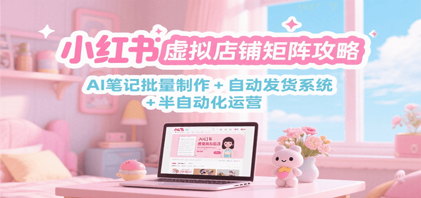 小红书虚拟店铺矩阵攻略：AI笔记批量制作 + 自动发货系统 + 半自动化运营网络赚钱,项目资源网,副业资源网,兼职项目,网赚课程-副业赚钱-互联网创业-独家轻创IP大圣网创