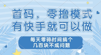 首码零撸项目，有快手就可以做，每天业务时间搞个几张不是问题【揭秘】网络赚钱,项目资源网,副业资源网,兼职项目,网赚课程-副业赚钱-互联网创业-独家轻创IP大圣网创