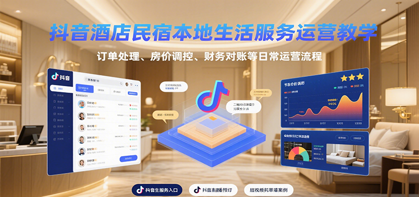 抖音酒店民宿本地生活服务运营教学,订单处理、房价调控、财务对账等日常运营流程网络赚钱,项目资源网,副业资源网,兼职项目,网赚课程-副业赚钱-互联网创业-独家轻创IP大圣网创