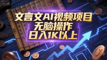 文言文AI视频项目，无脑操作，日入1K以上网络赚钱,项目资源网,副业资源网,兼职项目,网赚课程-副业赚钱-互联网创业-独家轻创IP大圣网创