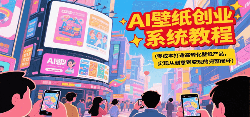 AI壁纸创业系统教程，零成本打造高转化壁纸产品，实现从创意到变现的完整闭环网络赚钱,项目资源网,副业资源网,兼职项目,网赚课程-副业赚钱-互联网创业-独家轻创IP大圣网创