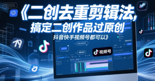 短视频二创去重剪辑法，搞定二创作品过原创，抖音快手视频号都可以网络赚钱,项目资源网,副业资源网,兼职项目,网赚课程-副业赚钱-互联网创业-独家轻创IP大圣网创