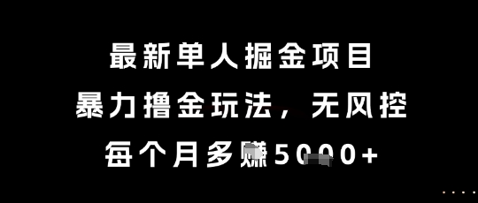 最新单人掘金项目，暴力撸金玩法，无风控，每个月多挣5k+【揭秘】网络赚钱,项目资源网,副业资源网,兼职项目,网赚课程-副业赚钱-互联网创业-独家轻创IP大圣网创